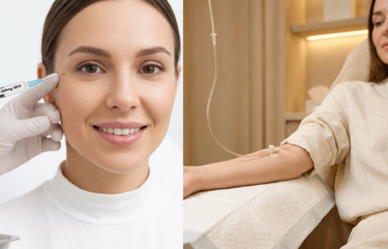 Choosing between glutathione IM injections and IV drips